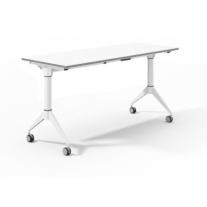 White Adjustable Folding Training Table Base with Casters