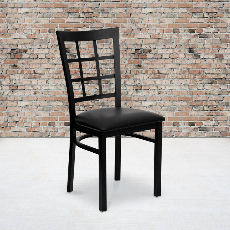 Chaise de restaurant en métal Prompton Modern, Vinyle noir