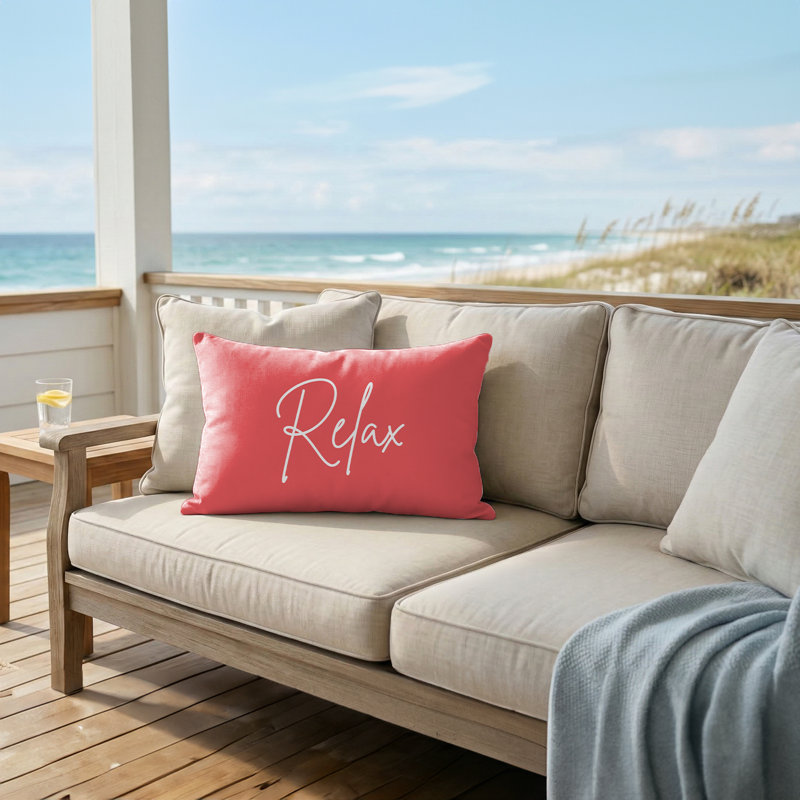 Relax Pillow 16"X12" Coral, Rectangle 12"H x 16"W, Coral