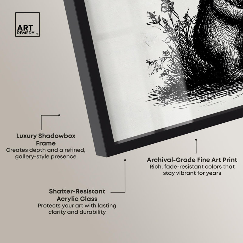 «Botanist Bear Shadowbox» par Art Remedy, Noir, H 17 po x l 21 po