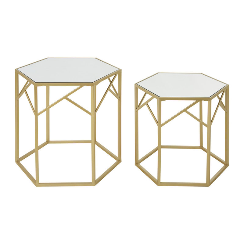Ellenburg Glass Top Frame Nesting Tables