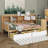 Daybed With Storage Drawers & Bookcase, Corner Bed With Desk & Shelves, Multi-Functional L Shaped Bed With Convertible Headboard-1256424535-1256424533