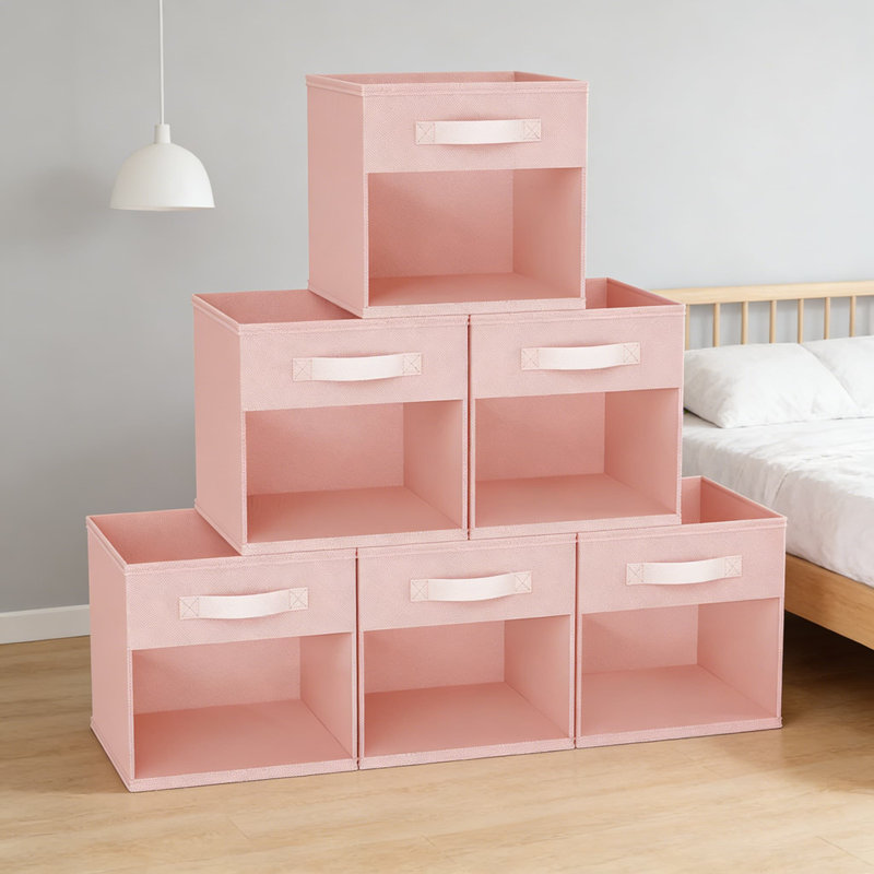 Storage Bins With Clear View Window And Handles, 6-Pack Fabric Cube Organizer Bins For Closet, Living Room, And Office Organization