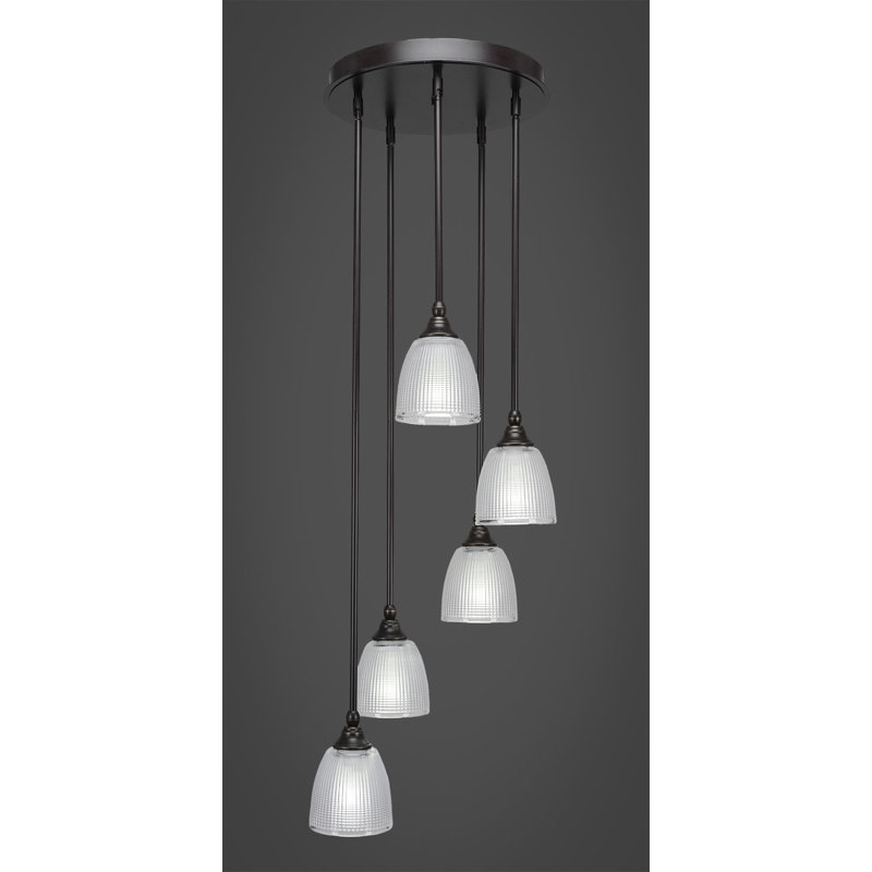 Luminaire suspendu suspendu en grappe 5 lumières Shamar, Granit foncé