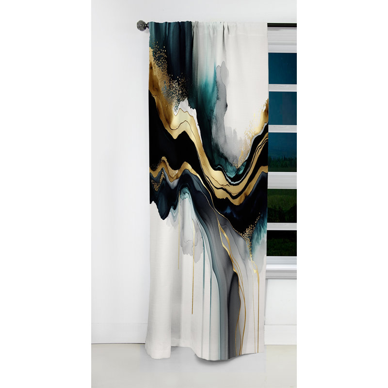 Shonta - Abstract Marble Marble Blackout Curtain - 1 Panels, 52" W x 84" L