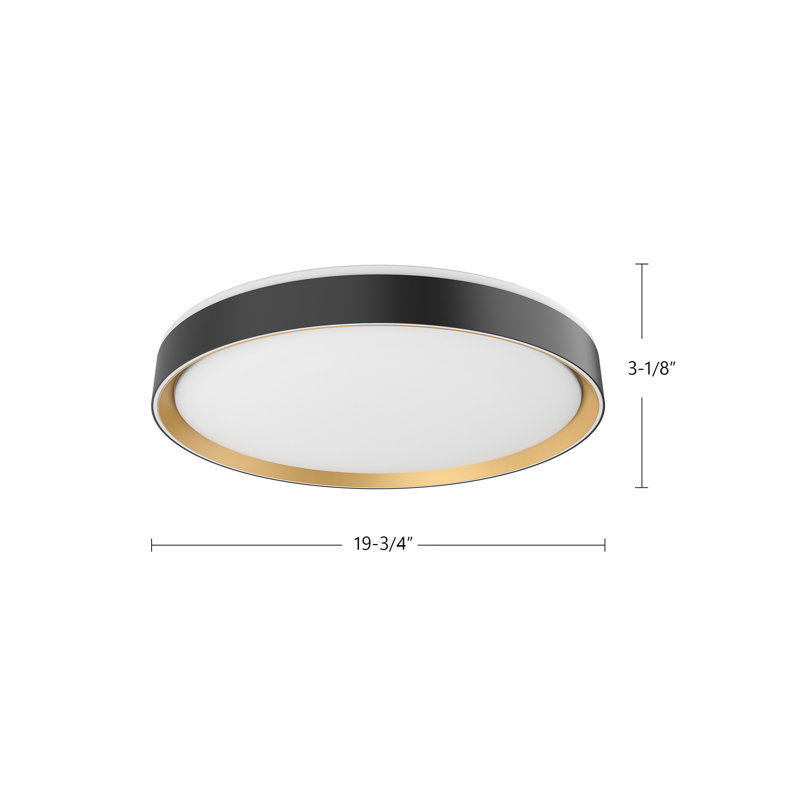 Essex Acrylic LED Flush Mount, White/Gold