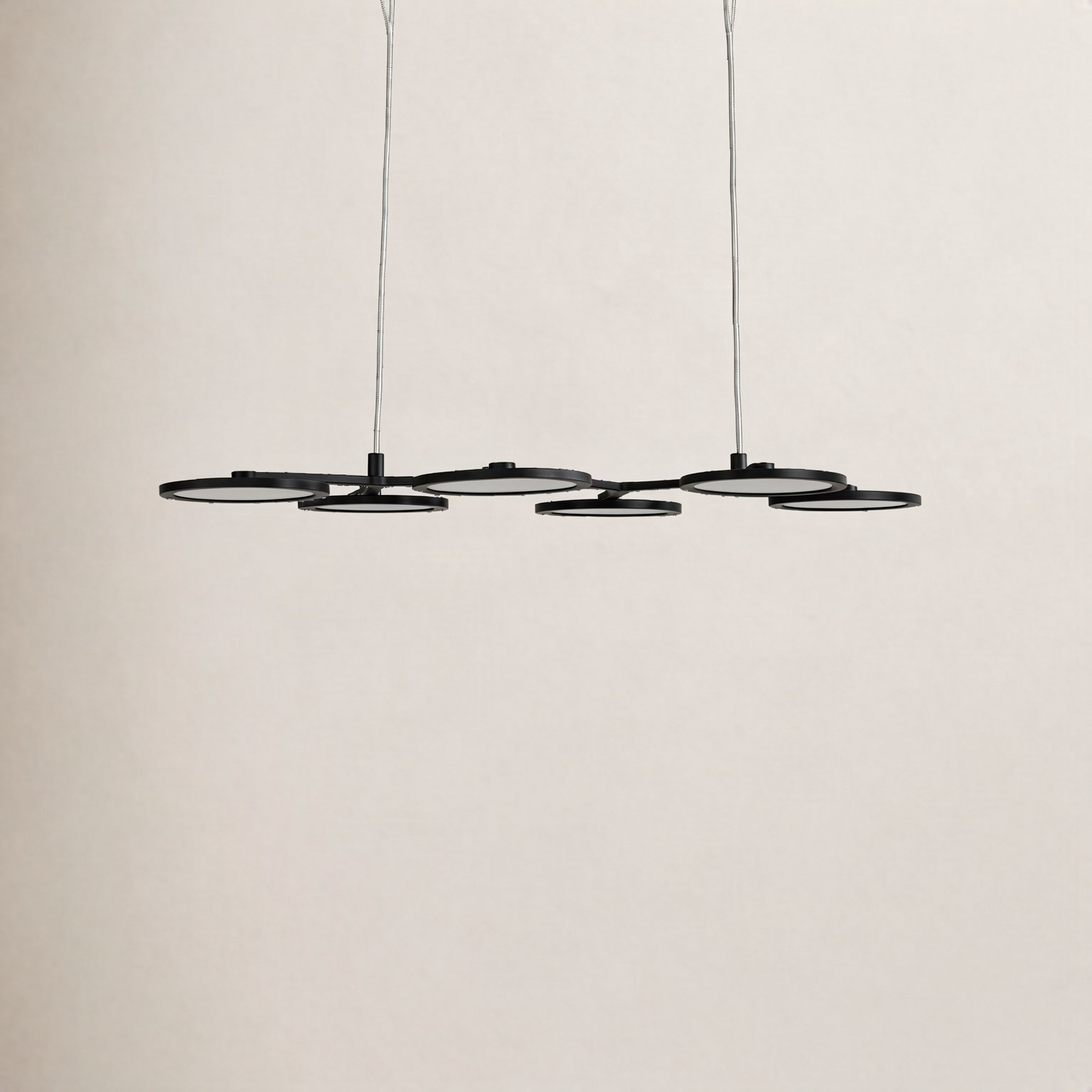 Radia 6 Light Steel Dimmable LED Pendant, Matte Black