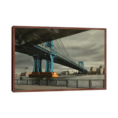 Manhattan Bridge with Grey Skies 1 Piece Painting on Canvas