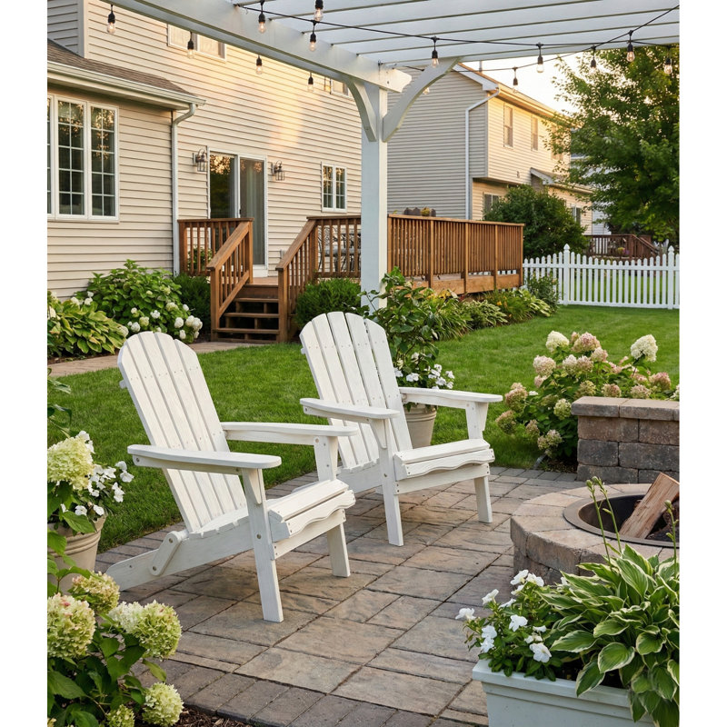 Chaises pliantes Adirondack en bois massif gaufré pour patio