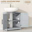 Armoire de rangement à piédestal, lavabo de salle de bain avec 2 portes de grange et tablette réglable (sans lavabo)-126233869