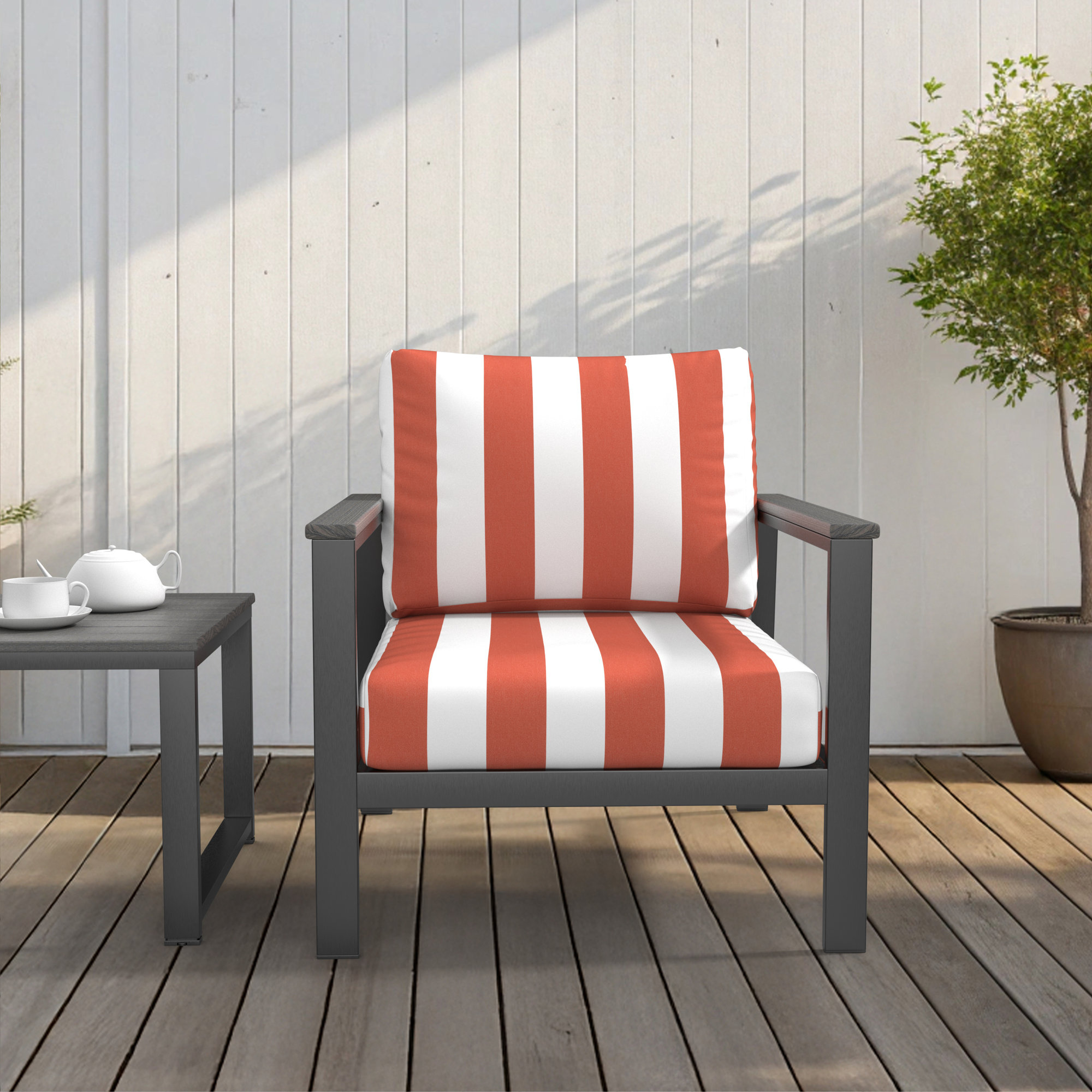 Amala Indoor/Outdoor Sunbrella® Cushion, 24" W x 5" D, Sunbrella Refuge Coral