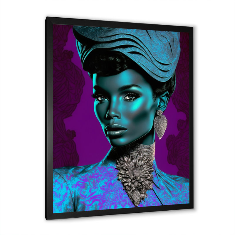 «Durva Beautiful Retro African American Model I», reproduction sur toile, Cadre photo noir, H 20 po x l 12 po x P 1 po