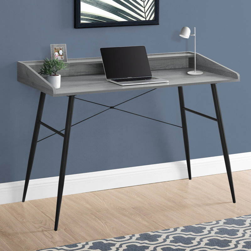 Bureau d'ordinateur, bureau personnel, ordinateur portable, tablettes de rangement, L 48 po, travail, stratifié, métal, contemporain, moderne