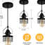 Luminaire suspendu industriel cage en métal noir | Îlot de cuisine et luminaire de ferme