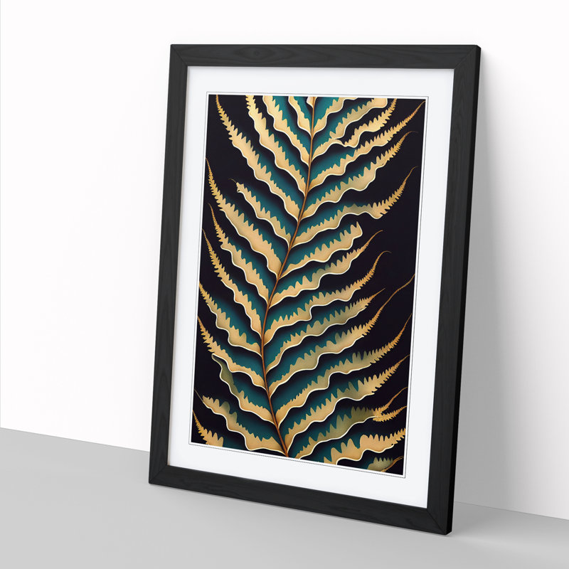 Adaleena Fern Leaf Digital Art - Picture Frame Print, 64cm H x 46cm W, Black
