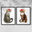 «Flower Crown Cats I», reproduction encadrée de qualité supérieure - prête à être accrochée - aucun clou requis - aucun clou requis-1529640586-1529640587