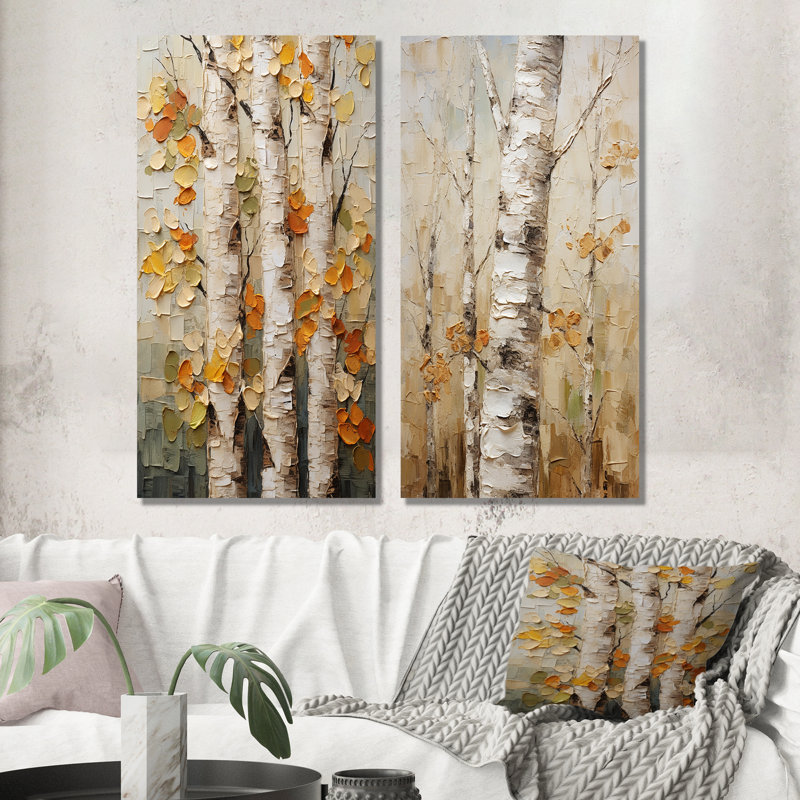 «American Basswood II» - Ensemble de 2 impressions sur métal arbre beige, H 32 po x l 32 po