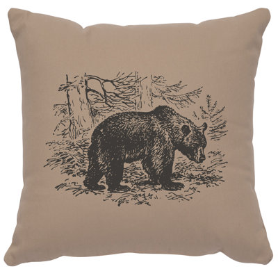 Wooded River Image Pillow - Bear Scene - Cotton Alabaster