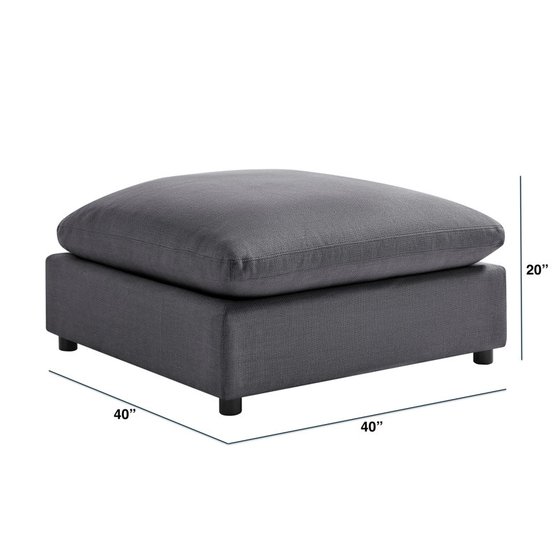 Charcoal Fabric Ottoman