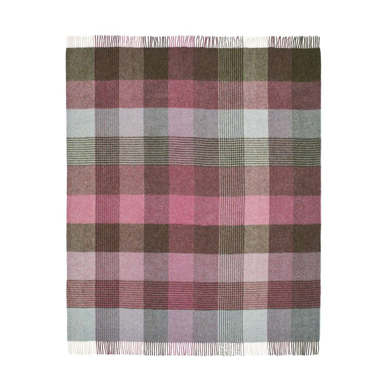Jeté en laine Shetland, Mauve / bleu gris géométrique