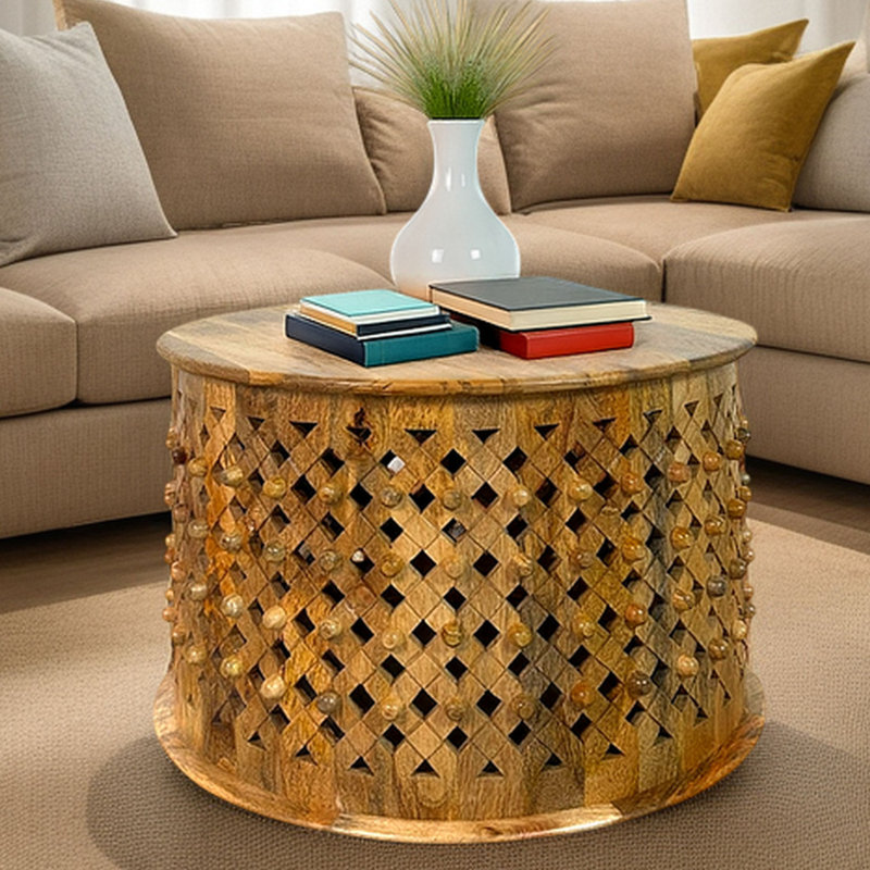 Table basse en bois de manguier 30 po, Bois naturel