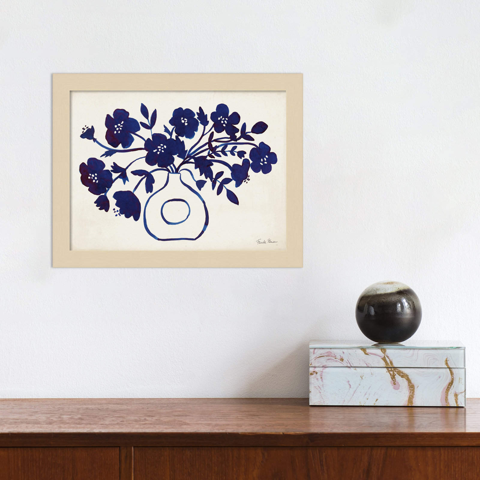 Modern Blue by Farida Zaman, 10" H x 13" W x 1" D, Brown