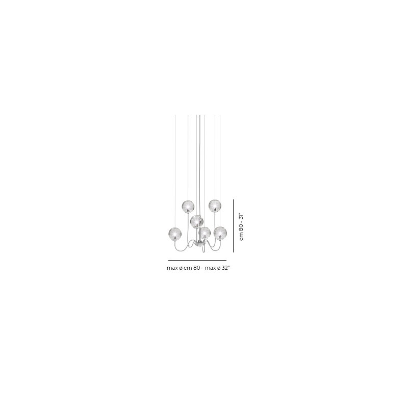 Puppet Suspension 6P Smoky Transparent Matt Black 1 G9 Ul, Crystal Transparent, Glossy Chrome