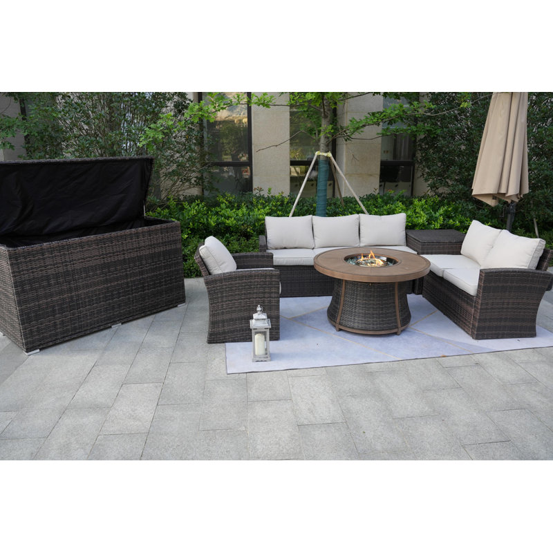Areefa Wicker 6 - Person Patio Conversation Set with Cushions
