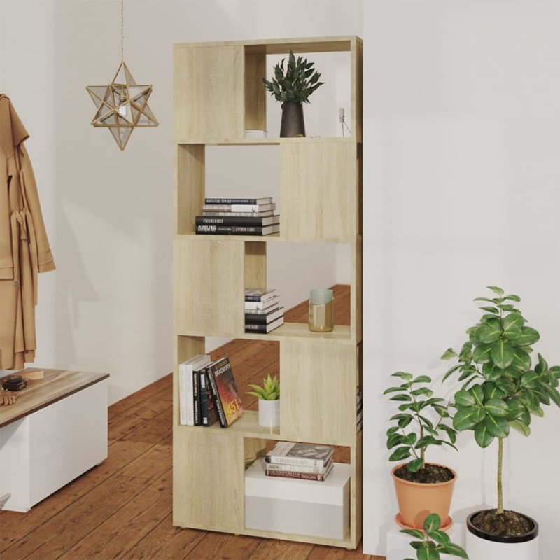 Cashe Bookcase, (5 Shelves) 155cm. H x 60cm. W x 24cm. D, Sonoma Oak
