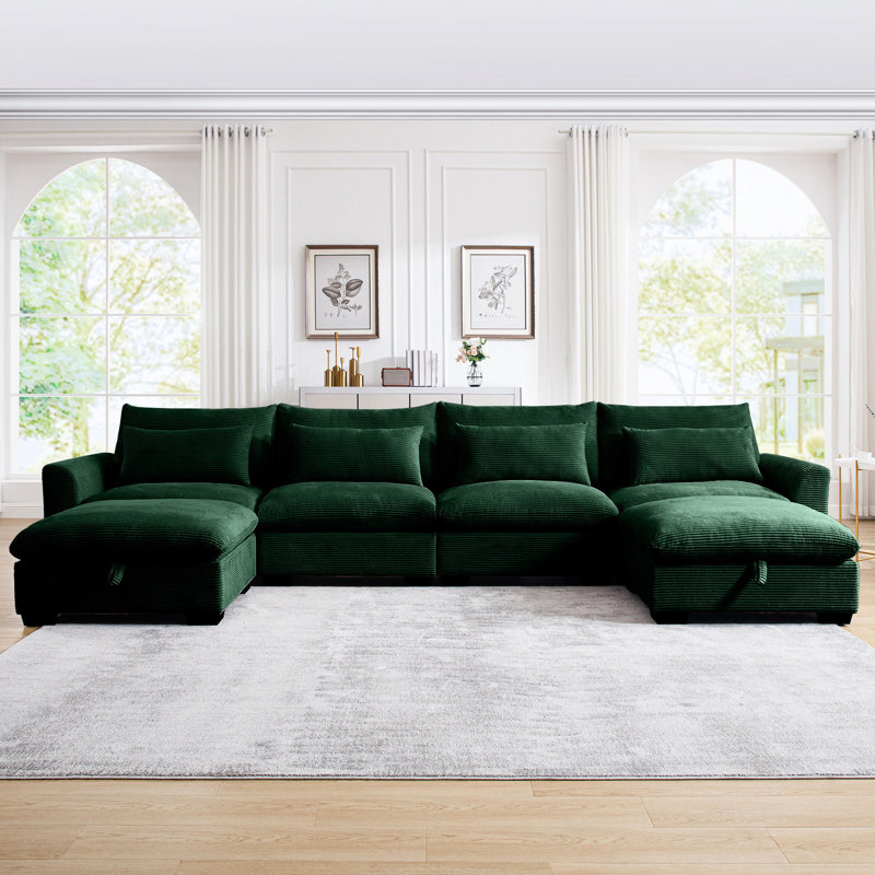 Fauteuil en velours côtelé Big Big, Vert
