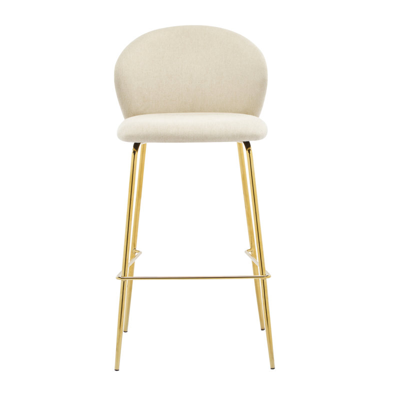 Indoor Upholstered Bar Stools With Metal Frame, Set Of 2