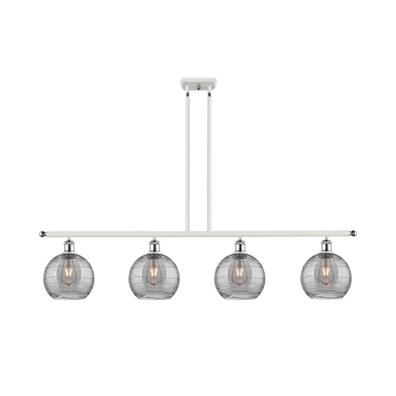 Luminaire suspendu 4 lumières Ellington, Chrome poli blanc