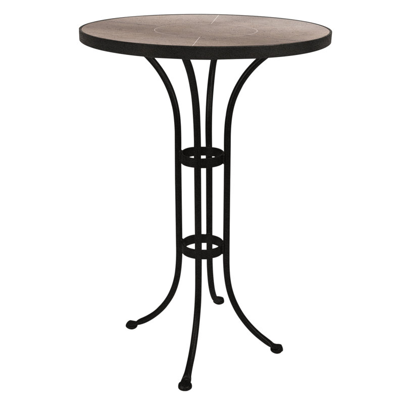 Outdoor Round Counter Table, Pallazo White, Graphite, 42.5" H x 42" W x 42" D 