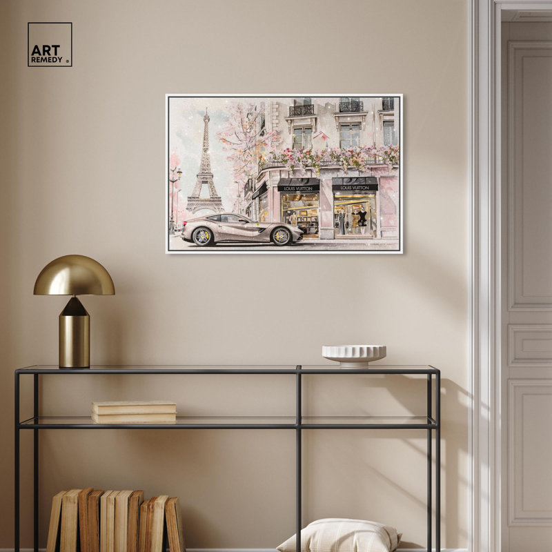 Impression d'art sur toile, magasinage commercial, H 21 po x l 31 po x P 1,8 po, Cadre flottant blanc