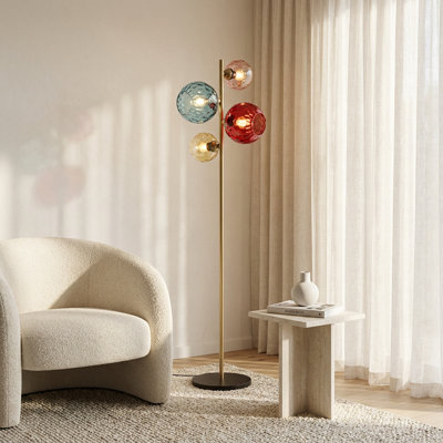 Koben Gold Glass Globe Floor Lamp
