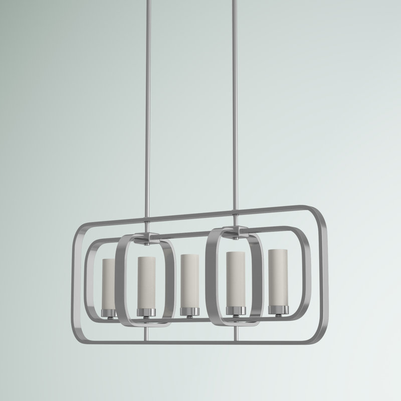 Luminaire suspendu linéaire à 5 lumières pour îlot de cuisine Iniguez, Chrome