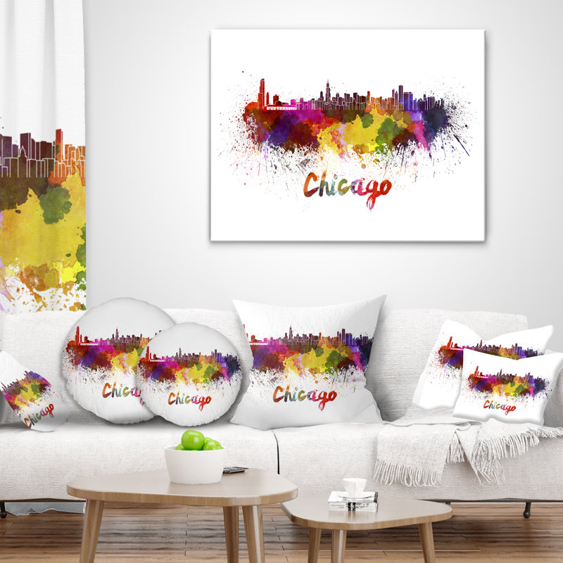 Chicago Skyline - Cityscape Printed Throw Pillow
