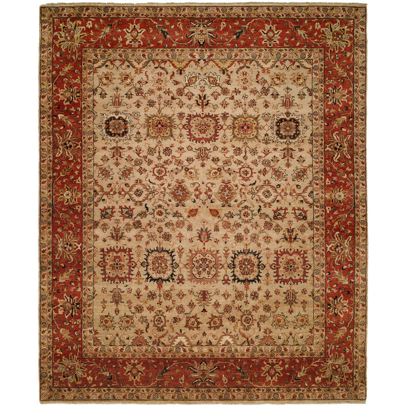 Massengill Wool Oriental Area Rug, Rectangle 6' x 9'