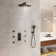 3 Functions 12 Inch Wall Mount Thermostatic Shower System with 6 Body Jets