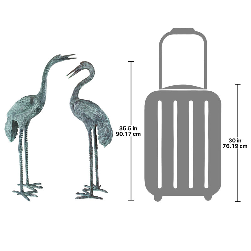 Curved and Straight Neck Crane Statue Set, Large
