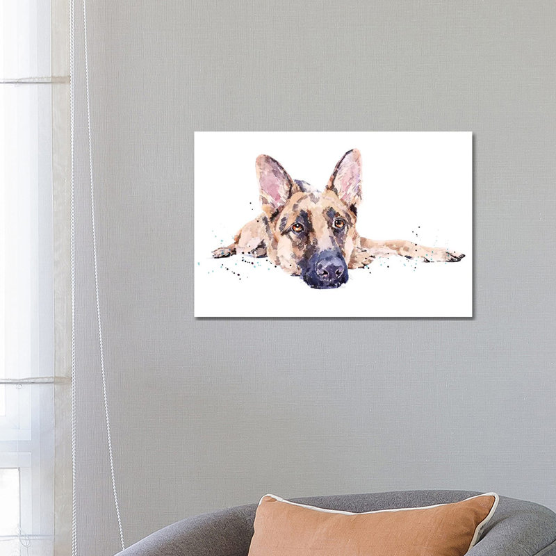 «German Shepherd II» par EdsWatercolours, reproduction d'art sur toile tendue, H 18 po x l 26 po x P 1,5 po