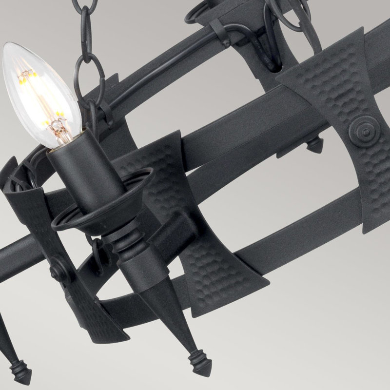 Voight 5 - Light Waggon Wheel Chandelier, Black