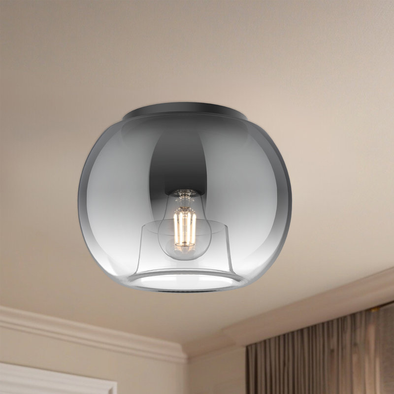 1 - Light Flush Mount, Black, Smoked