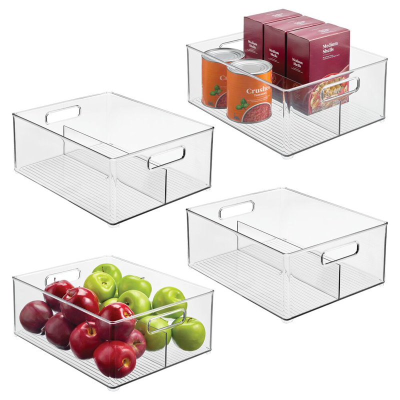 Divided Pantry Bin for Kitchen Storage - Organize Snacks, Food Pouches, and Seasoning Packets