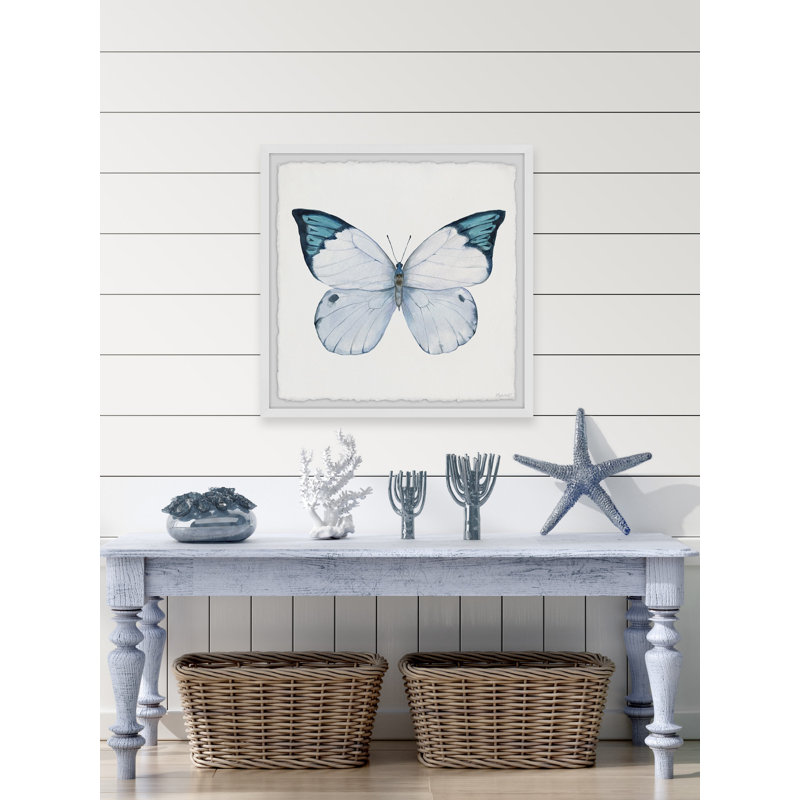 Snowy Butterfly Wings - Single Picture Frame Painting, 45cm H x 45cm W x 3.81cm D