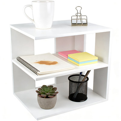 Reversible Corner Shelf Unit With 3 Storage Shelves, Durable Wood Construction And Non-Slip Feet