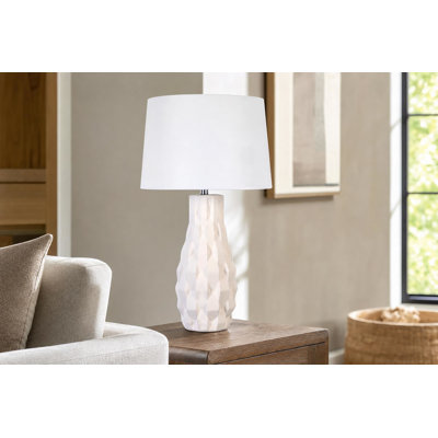 Lampe de table Sculpted Elegance - Céramique blanche - Ensemble de 2
