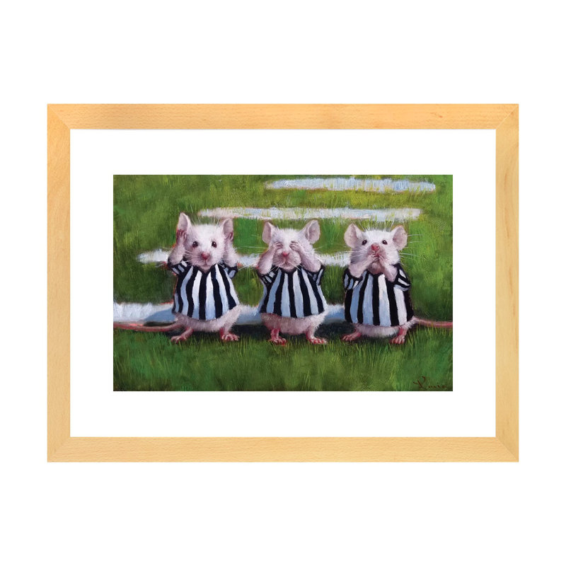 «Three Blind Mice», art encadré, H 16 po x l 24 po x P 1 po, Papier encadré naturel
