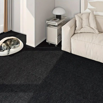 60cm W x 200cm L Level Cut And Loop Adhesive Polyester Carpet Tile