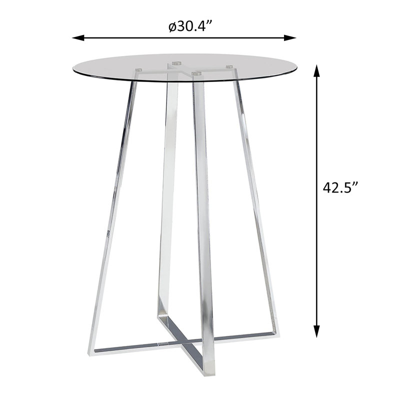 Jashanti Round Bar Table in Clear and Chrome